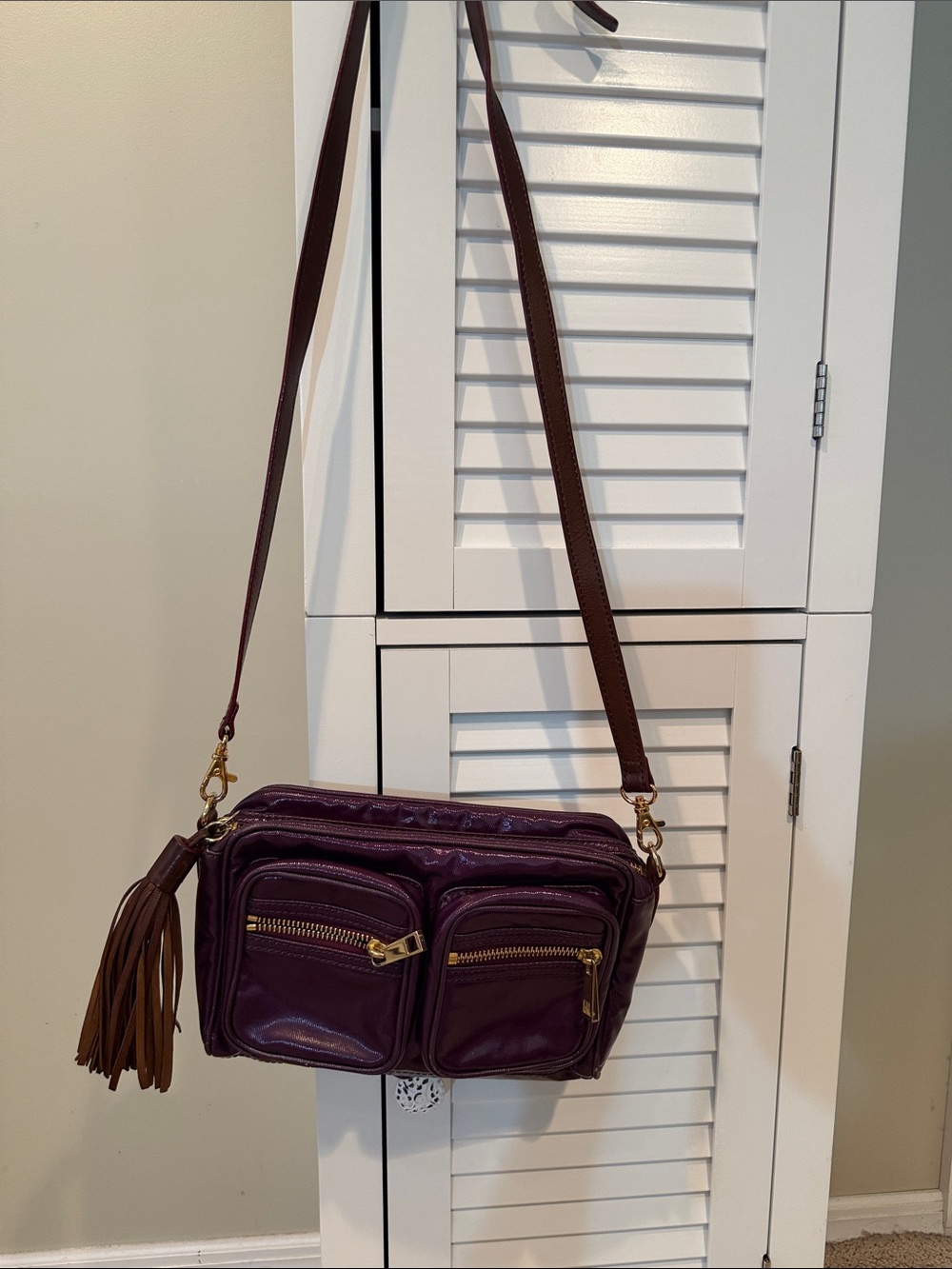 MZ Wallace Women’s Chelsea plum  Crossbody Bag with Tassel